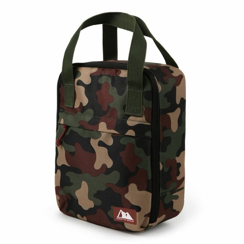 New Arctic Zone Insulated Camouflage Lunch Bag Green Camo Lunch Box w Ice Pack